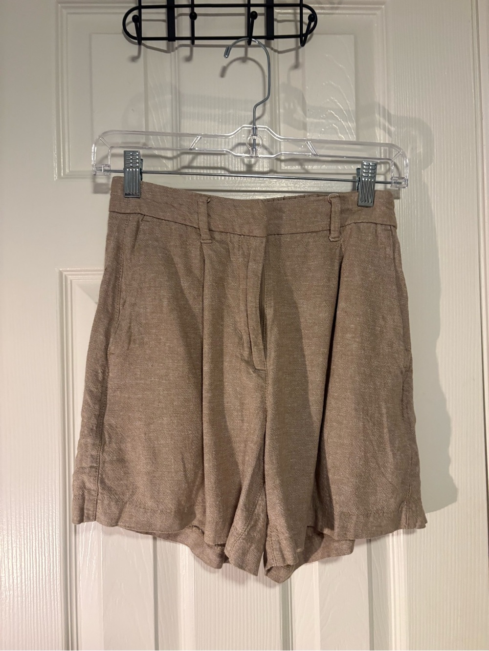 Old Navy Taupe High-Rise Linen-Blend Bermuda Shorts